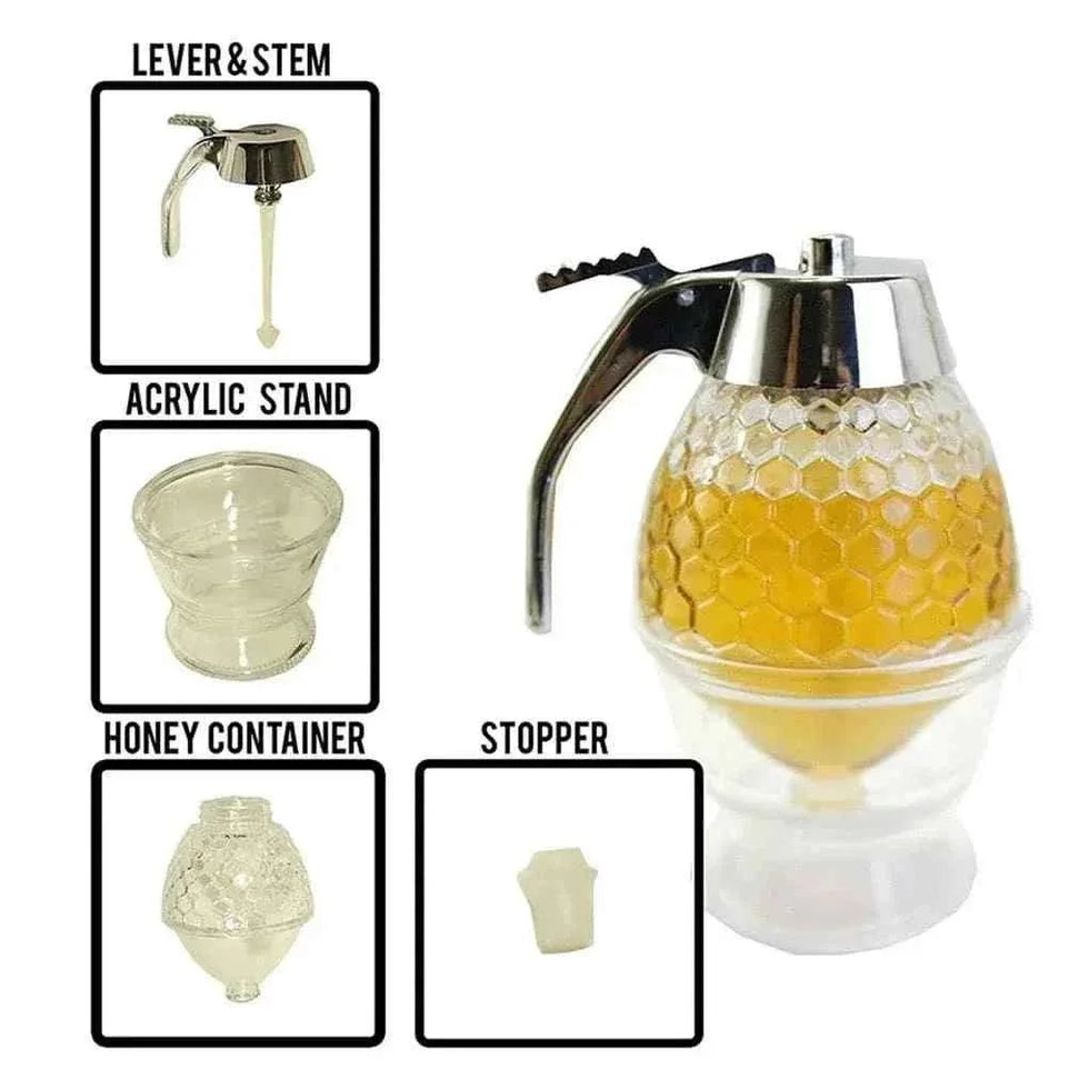 Transparent Honey Dispenser for Easy Pouring and Storage in Acrylic - Clarify.pk