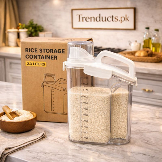 Premium high-capacity airtight glass storage jars with wooden lids and box packaging Trenducts Pakistan