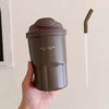 600ml Korean Style Insulated Coffee Thermos – Matte Travel Mug with Straw MJ