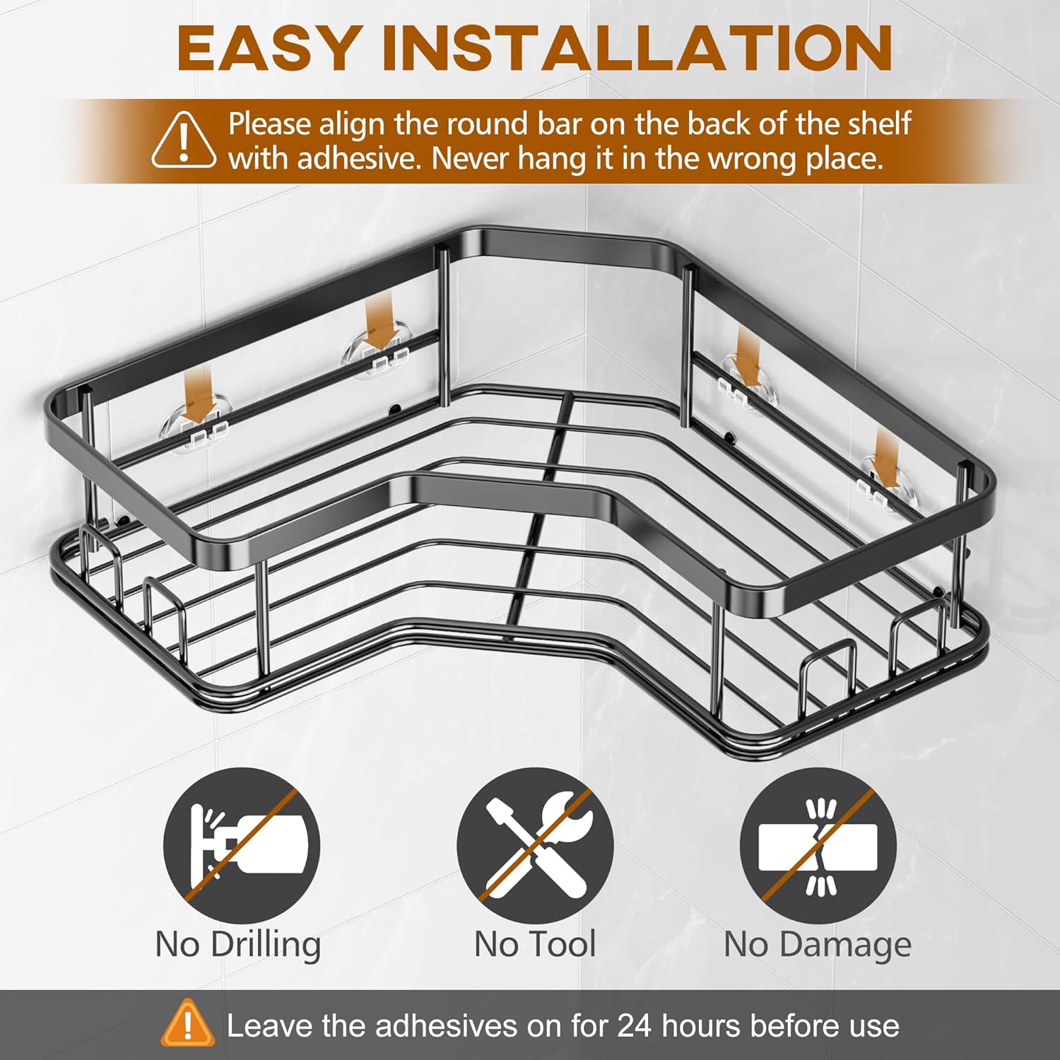 3Pc Corner Shower Caddy Set – Heavy-Duty with Integrated Soap Holder GH