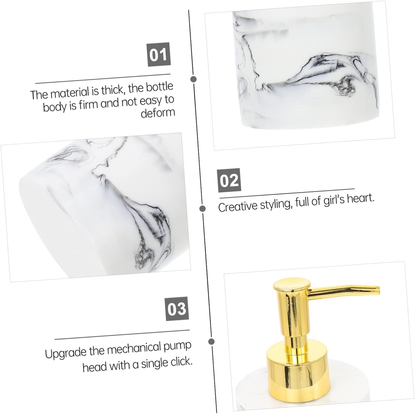 Luxury Marble Design Soap Dispenser – Elegant Resin Liquid Pump for Bathroom & Kitchen GH