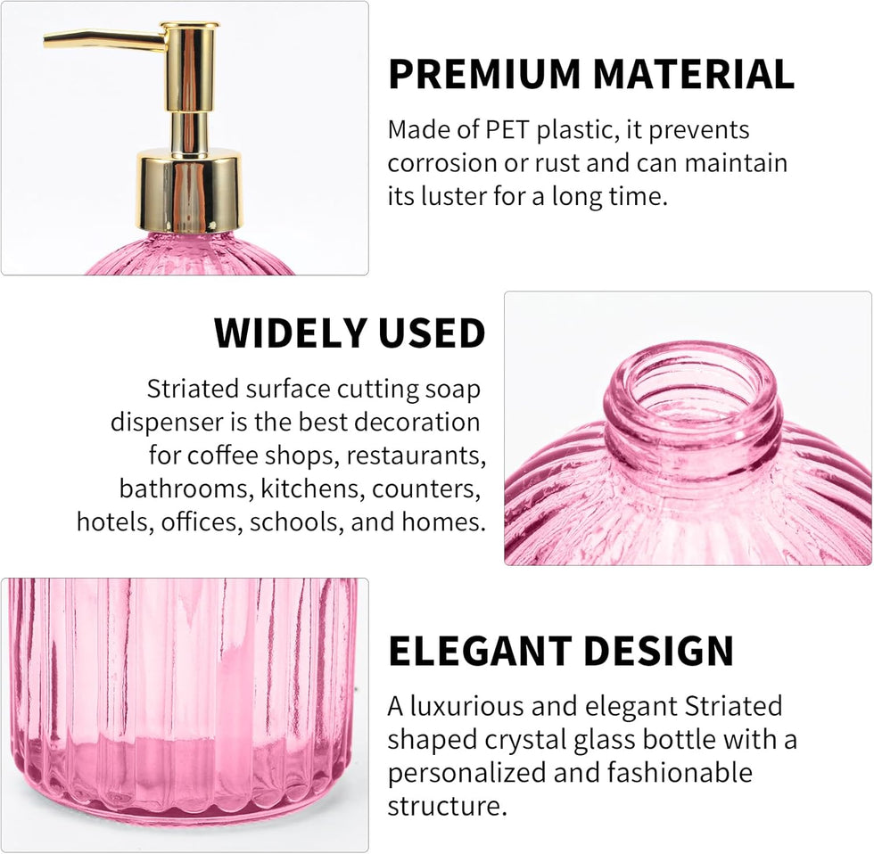 Long Diamond Glass Soap Dispenser – Tall Multi-Faceted Liquid Pump (Random Color) GH