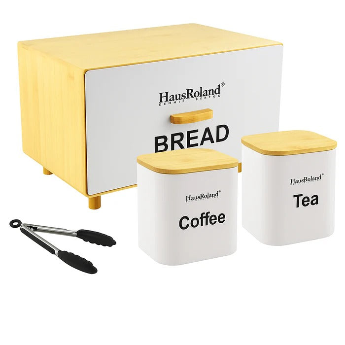 HausRoland 4-Piece Bread Box & Canister Set – Matte Culinary Organizer MJ