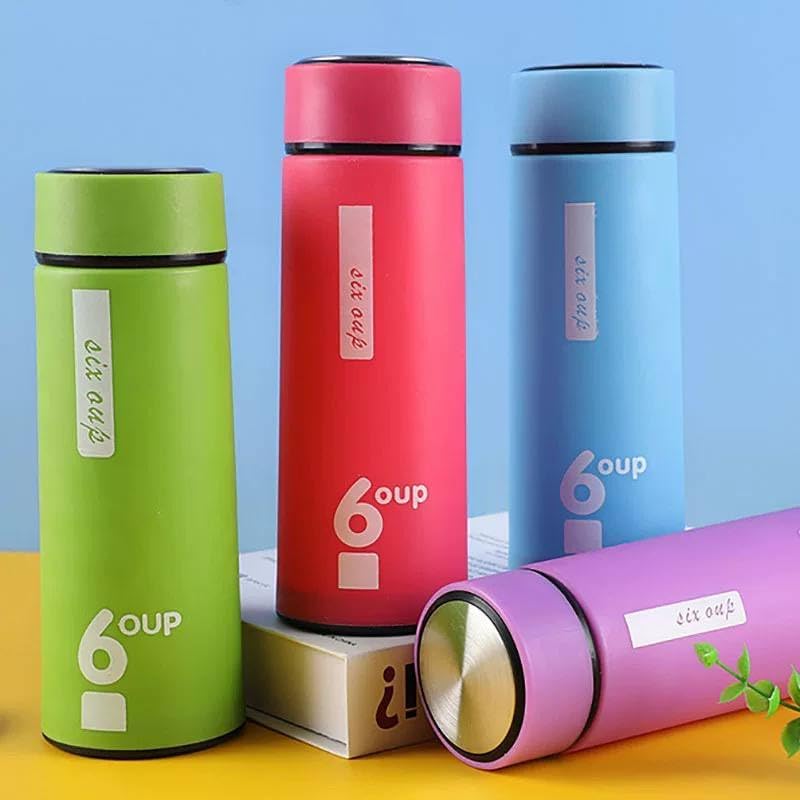 6 Cup Printed Plastic Water Bottle – 450ml Leak-Proof Design (Random color) GH