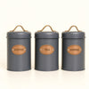 Trenducts 3-Pc Rustic Grey Canister Set – Vintage Metal Kitchen Storage Jars MJ