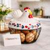 Ceramic Chicken Egg Basket & Wire Mesh Storage NC