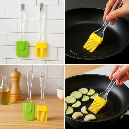 Acrylic Stick Spatula & Brush Set – Large Silicone Kitchen Tool (2-Pc) - Clarify.pk