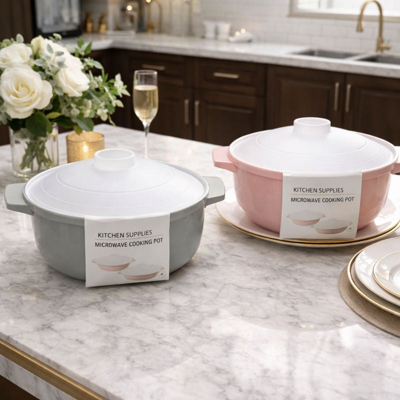 2-Piece Microwave-Safe Serving Bowl Set with Lids IT