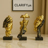 Premium Gold Abstract Face Statue Set – Modern Fiber Art Décor - Clarify.pk