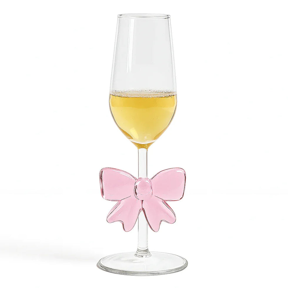 Pink Bow Champagne Flute Glass – Elegant Drinkware - Clarify.pk