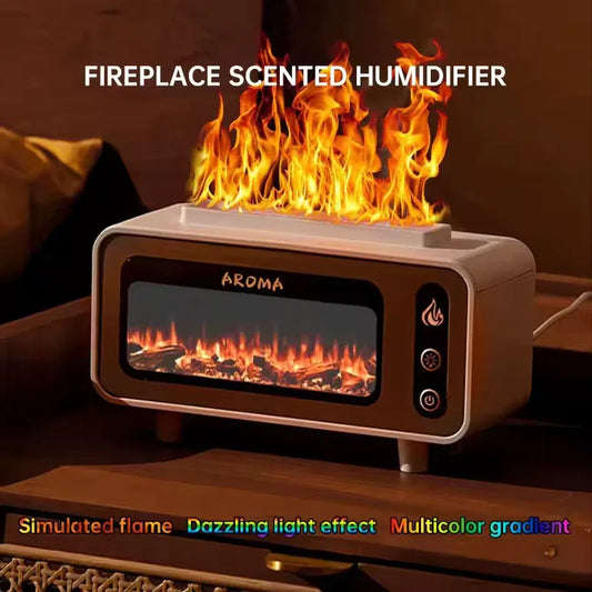 Fireplace Flame Diffuser Humidifier with Light Effects - Clarify.pk