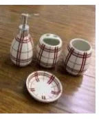 4Pcs Luxury Bath Set – Red & White Bathroom Accessories - Clarify.pk