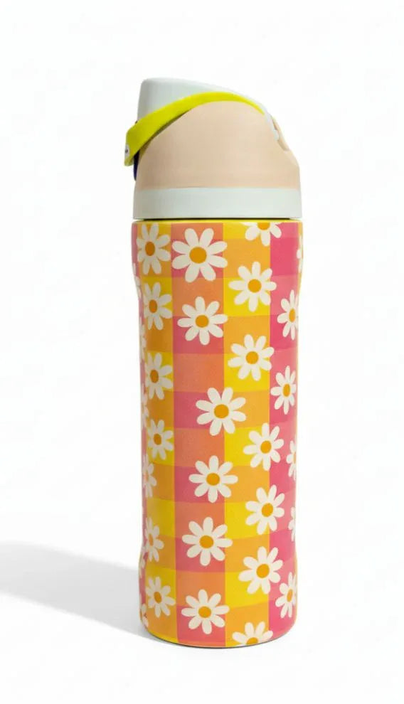 Premium Daisy Checkered 32oz Owala Bottle – Stylish Water Bottle (950ml) - Clarify.pk