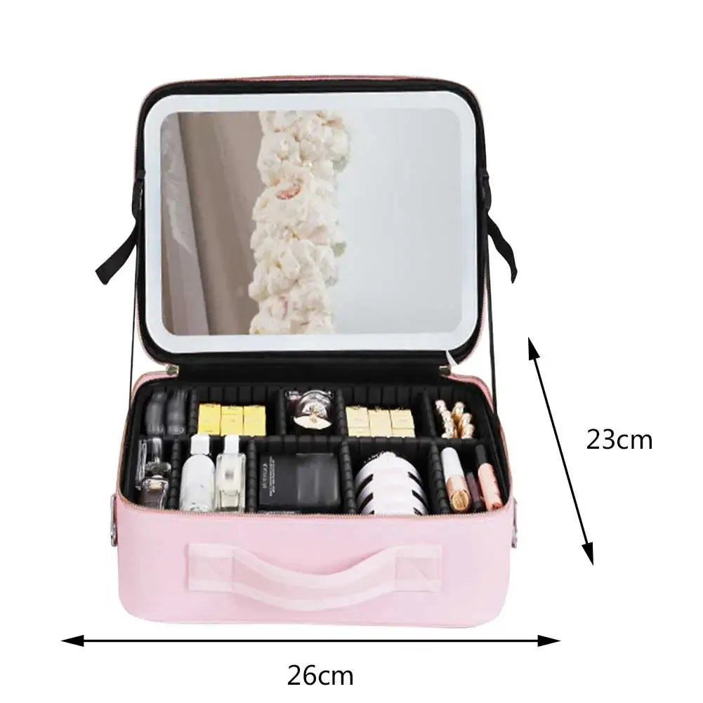 Smart LED Makeup Case with Mirror Large Capacity Travel Bag|Clarify.pk ...