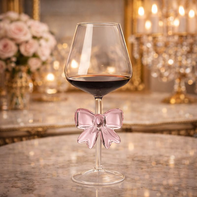 Luxury Pink Bow Aesthetic Glassware - Coquette Crystal Cup & Juice Glass - Trenducts.pk