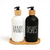 Modern Hand & Dish Soap Dispenser Set with Wooden Base - Clarify.pk