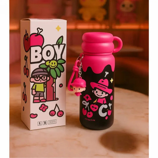 Cartoon Cherry Water Bottle 500ml - Cute Design - Clarify.pk