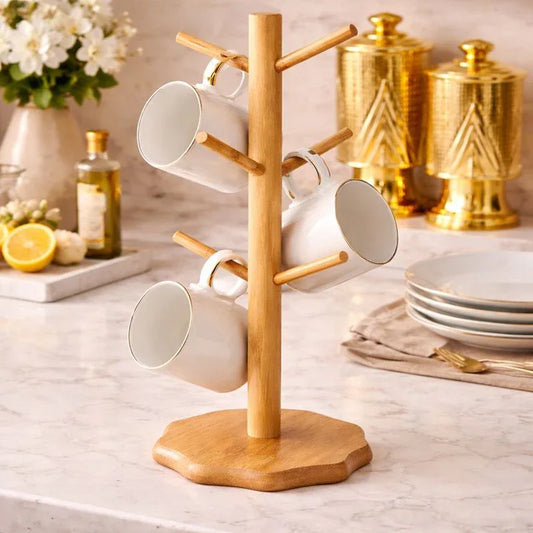 Wooden Tree-Style Cup & Mug Holder Stand - Clarify.pk
