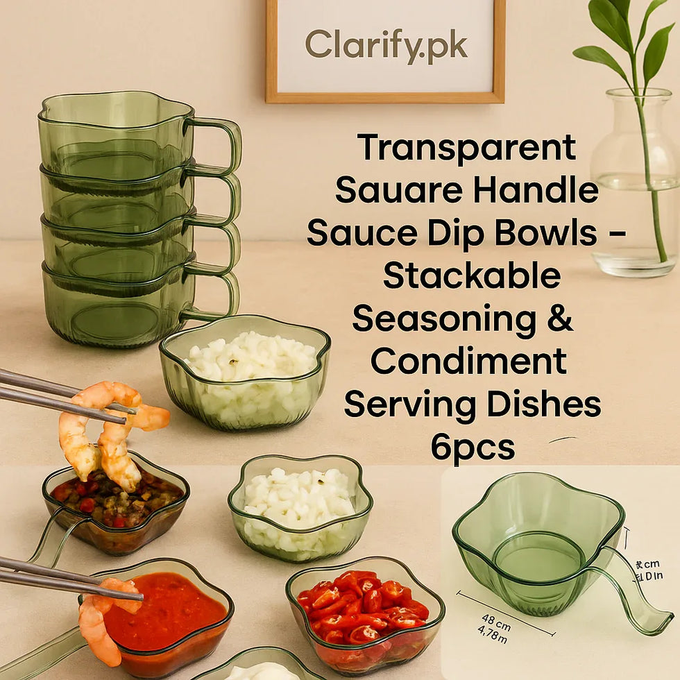 Transparent sauce dip 6 bowls set - green glass - Clarify.pk