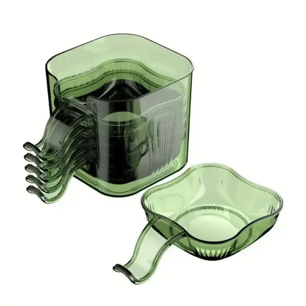 Transparent sauce dip 6 bowls set - green glass - Clarify.pk