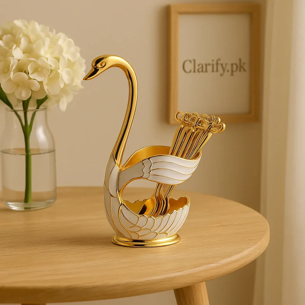 Swan Figurine Home Decor with Gold Finish - Clarify.pk