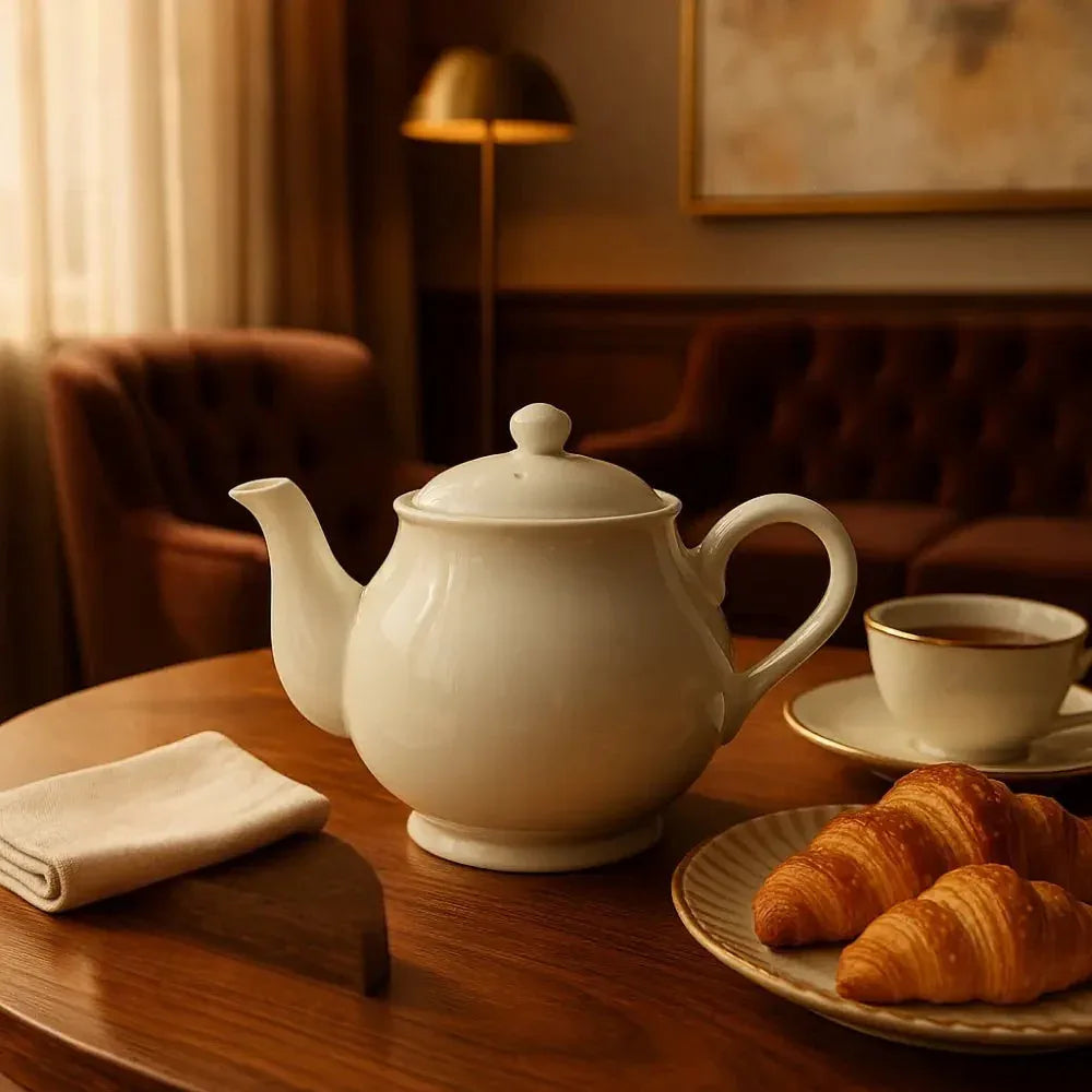 Classic White Ceramic Teapot - Elegant & Durable - Clarify.pk