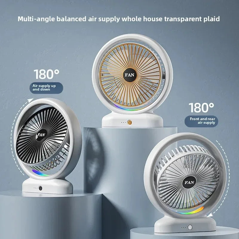 Colorful LED Desk Fan with Air Circulation - Clarify.pk