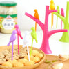 6 pieces Creative Fruit Forks Set with Colorful Bird Stand - Clarify.pk
