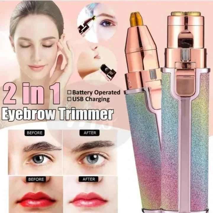 Glitter Eyebrow Trimmer 2 in 1 Rechargeable - Precision Hair Removal Tool - Clarify.pk