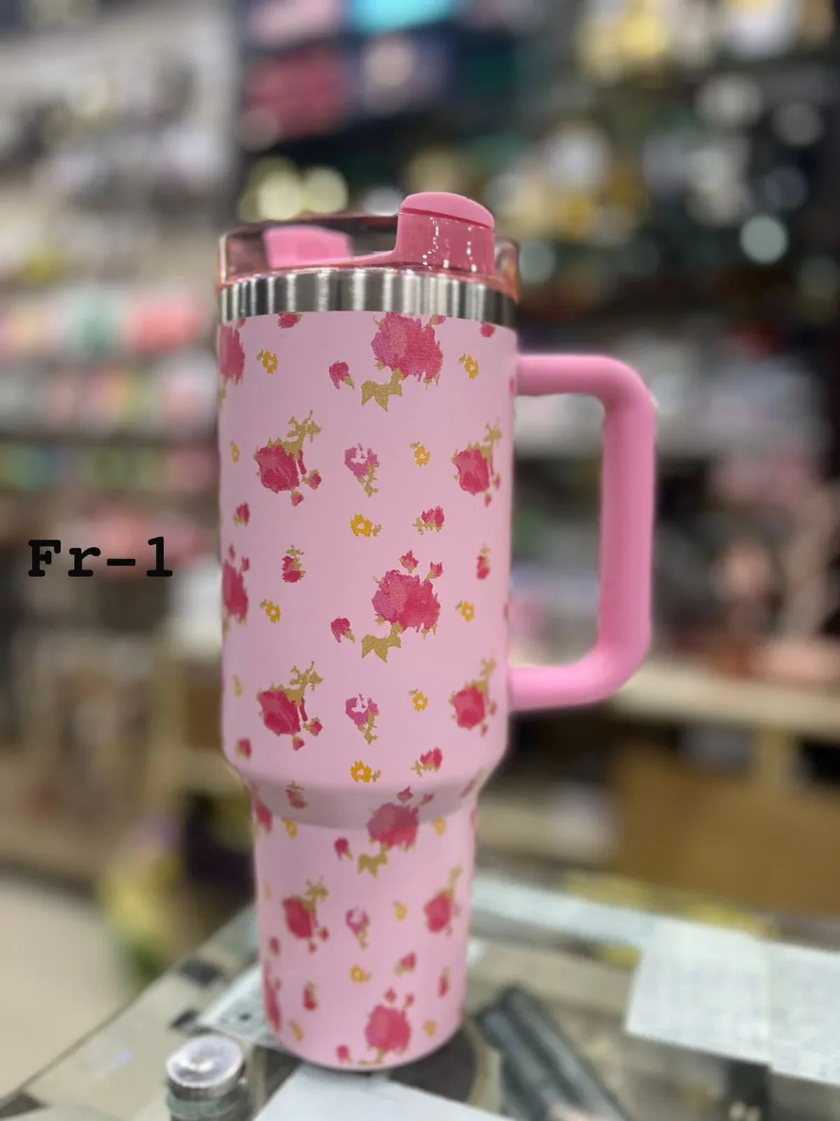 Premium Pink Floral 40oz Tumbler With Handle – 1200ml - Clarify.pk