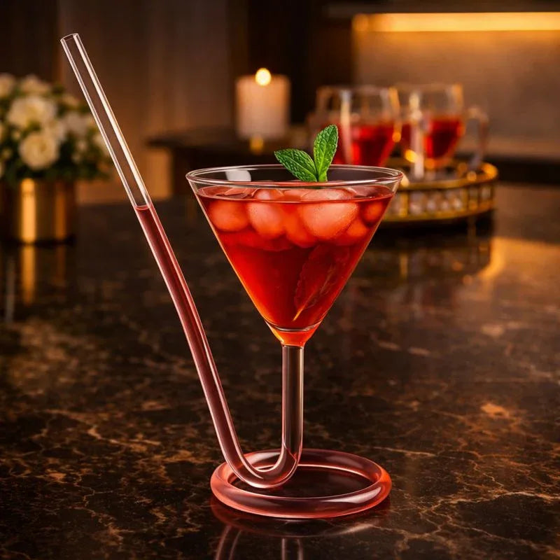 Spiral Straw Cocktail Glass – Stylish Drinking Glass - Clarify.pk