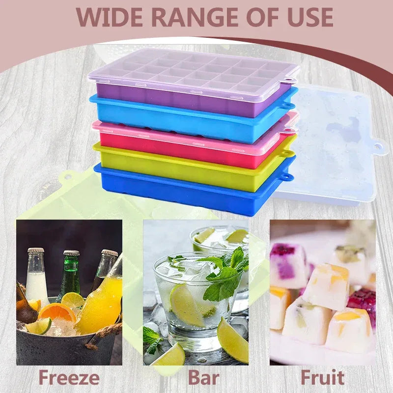 24 Grids Silicone Ice Cube Tray with Lid – Ice Mold for Drinks & Cocktails - Clarify.pk