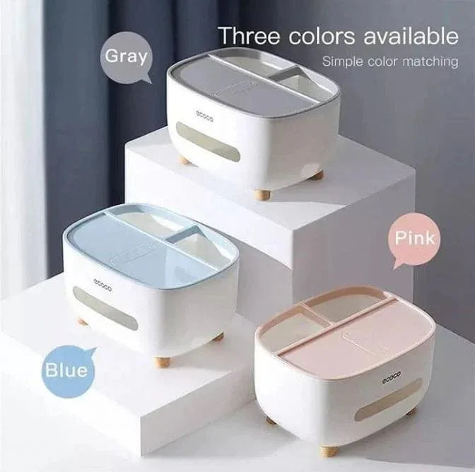 Ecoco Tissue Box Holder with Organizer Tray - Clarify.pk