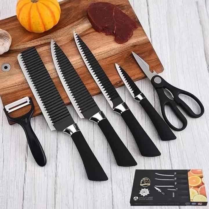 6-Piece Kitchen Knife Set with Peeler - Clarify.pk