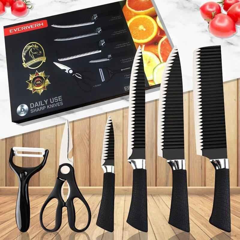 6-Piece Kitchen Knife Set with Peeler - Clarify.pk