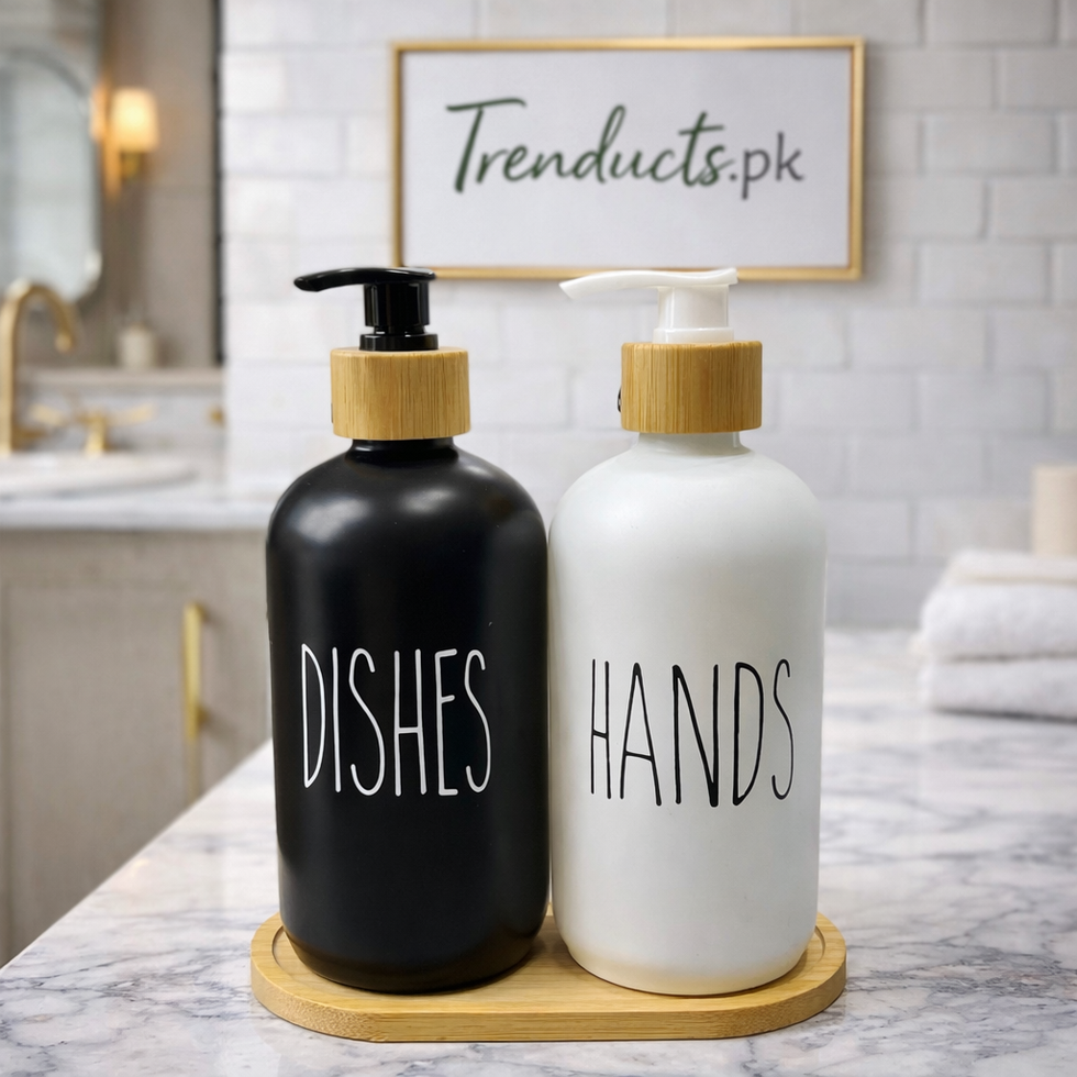 Luxury Round Soap Pump Duo & Sustainable Bamboo Base AJF