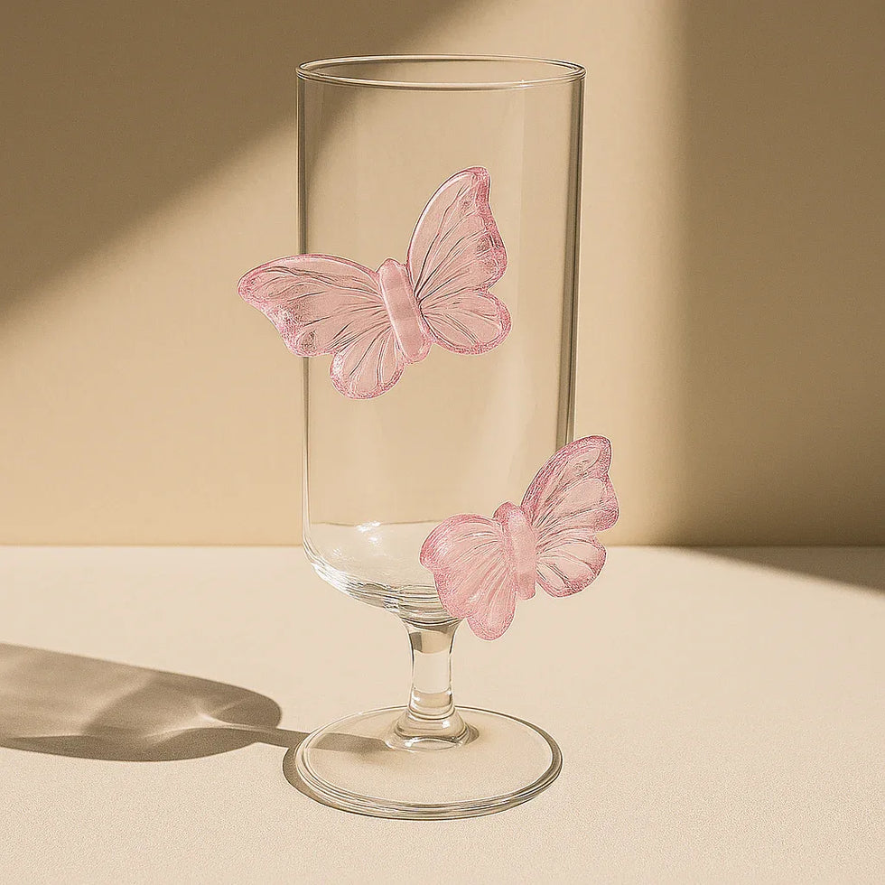 Pink Bow Flutter Glass – Elegant Drinkware - Clarify.pk