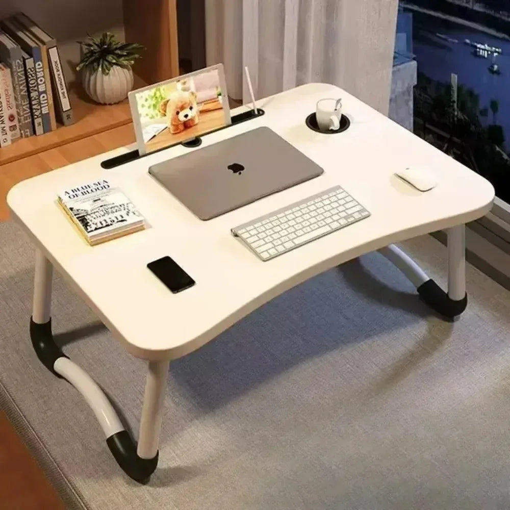 Foldable Laptop Desk with Cup Holder & Phone Stand - Clarify.pk