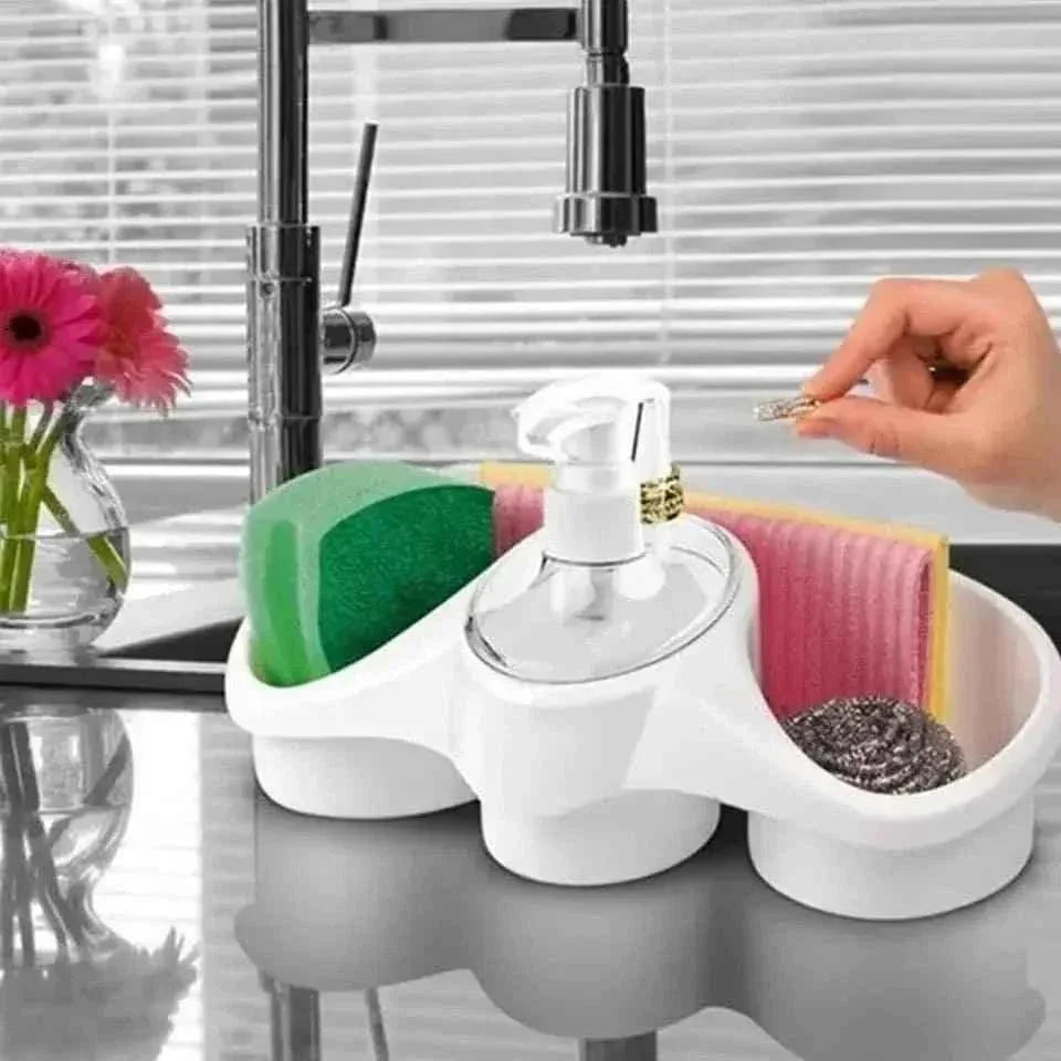 3 in 1 Dish Soap Dispenser with Sponge Holder - Clarify.pk