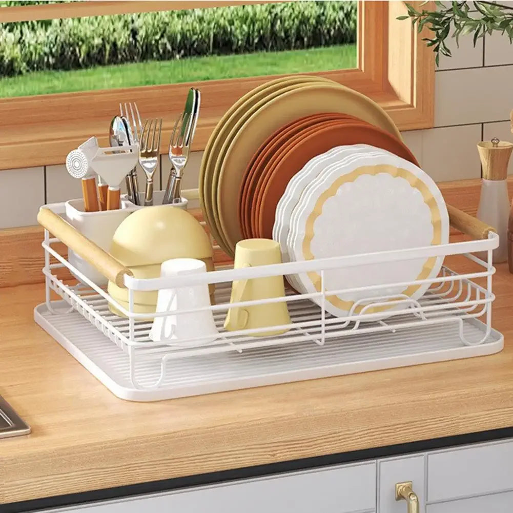 Iron Frame Kitchen Storage Rack with Utensil Holder - Clarify.pk