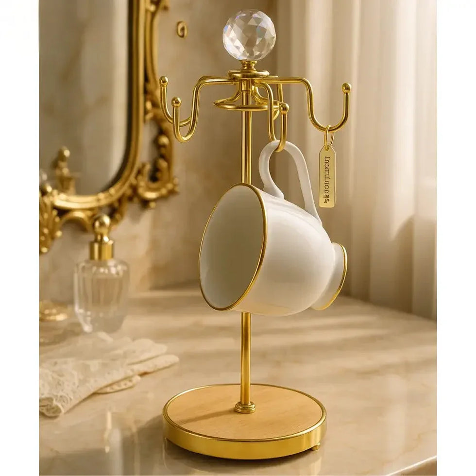 Luxury Vanity Cup Organizer with Gold Finish - Clarify.pk