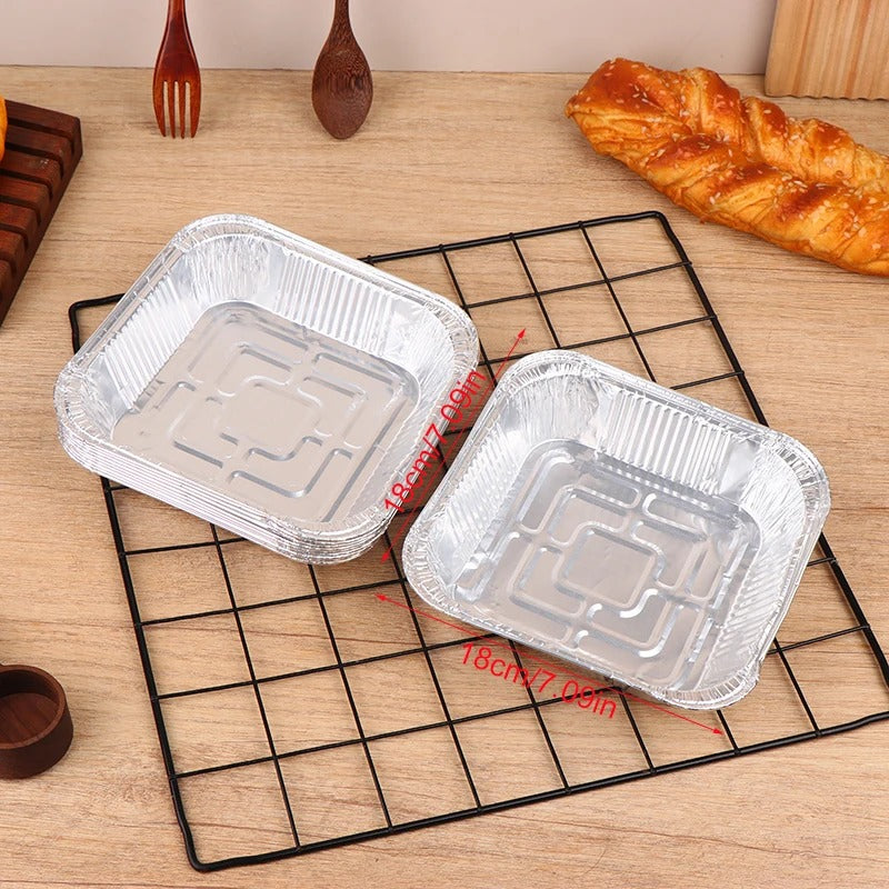 Square Aluminum Foil Disposable Plate Set - Pack of 10 KT