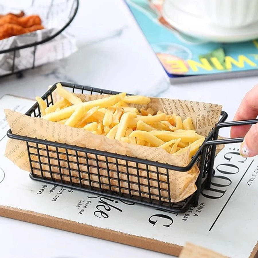Rectangular French Fries Snack Basket – Restaurant Style Serving (Random) SS