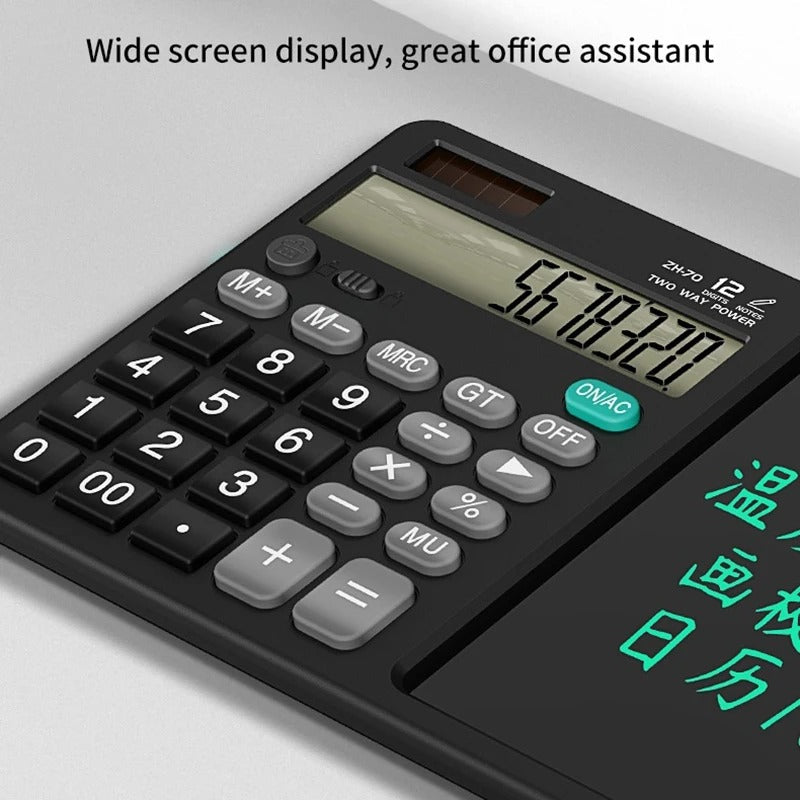 12-Digit LCD Desktop Calculator with Integrated Writing Tablet SRL