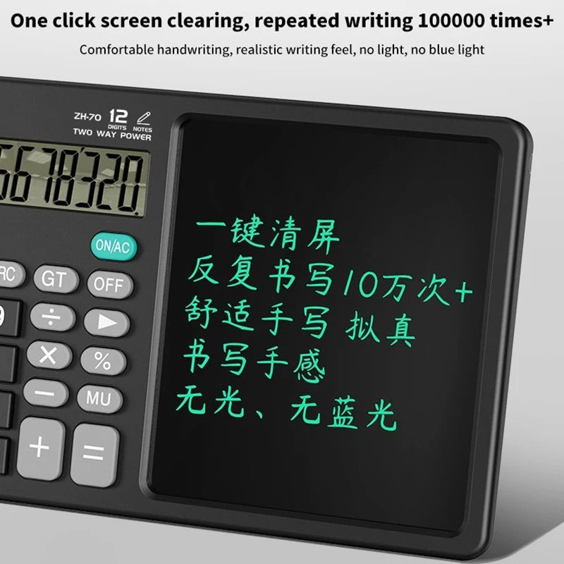 12-Digit LCD Desktop Calculator with Integrated Writing Tablet SRL