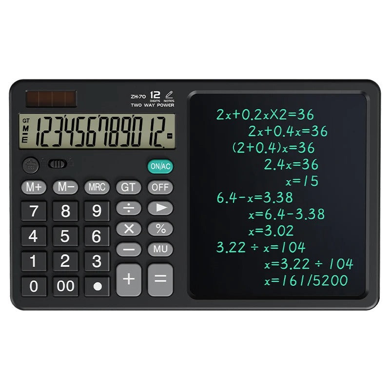 12-Digit LCD Desktop Calculator with Integrated Writing Tablet SRL