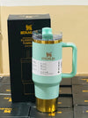 Stanley 40oz FlowState Tumbler – Mint Green & Gold Edition (Premium Quality) - Clarify.pk