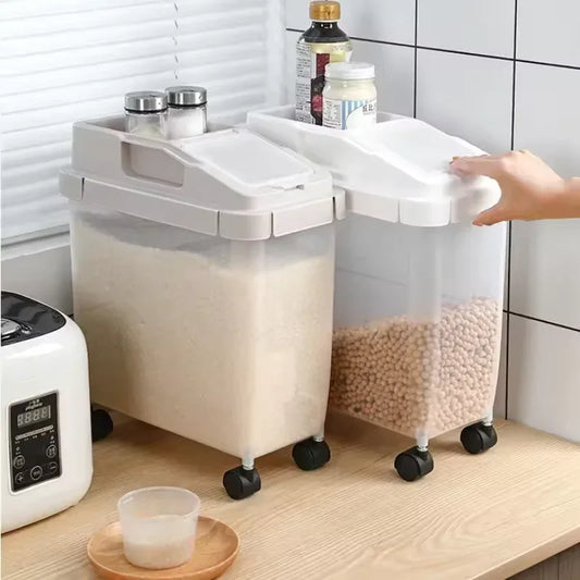 Moisture Proof Rice Storage Container with Wheels - Clarify.pk