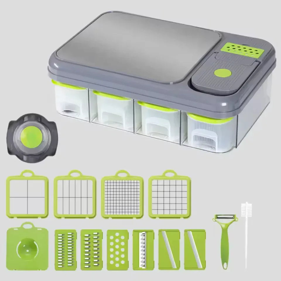 Multi Functional Vegetable Slicer & Grater with cutting board and storage box - Clarify.pk