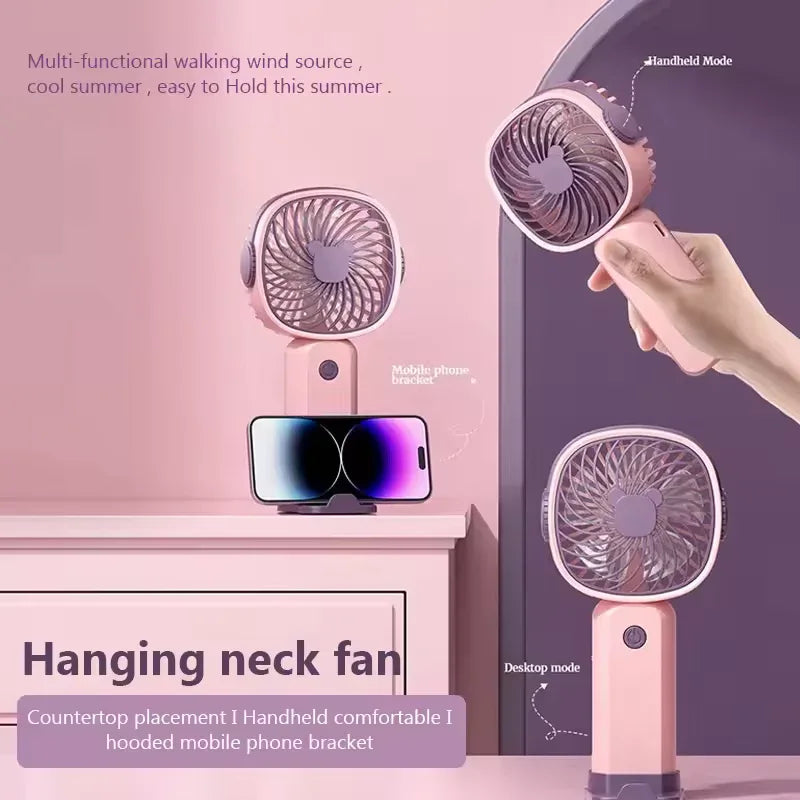 Portable Mini Fan USB Rechargeable with Phone Stand - Clarify.pk